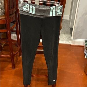 Victoria's Secret Black Leggings with Gray and Mint Waistband
